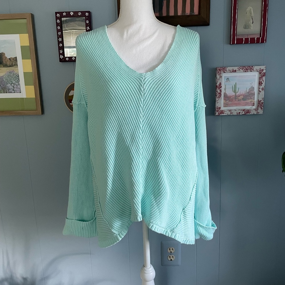 Free People Light Turquoise Sweater